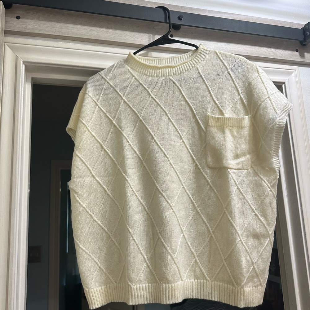 Women’s Cream Sweater with Front Pocket